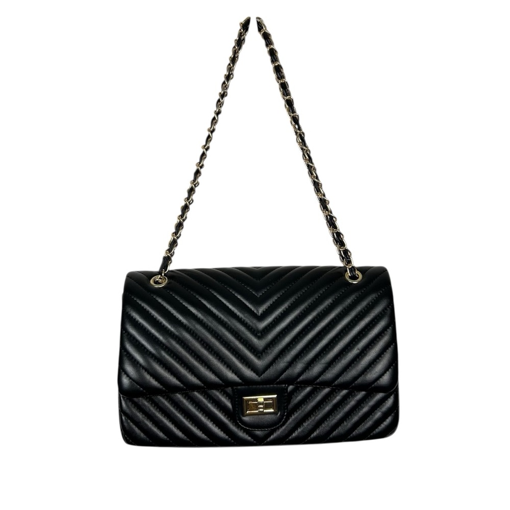 NWT Red Dress Boutique ‘Polished and Poised’ Quilted Faux Leather Bag, Black